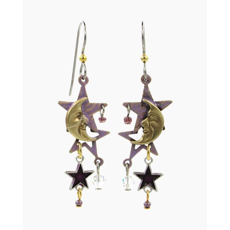 Mixed Metal Celestial Dangle Earrings