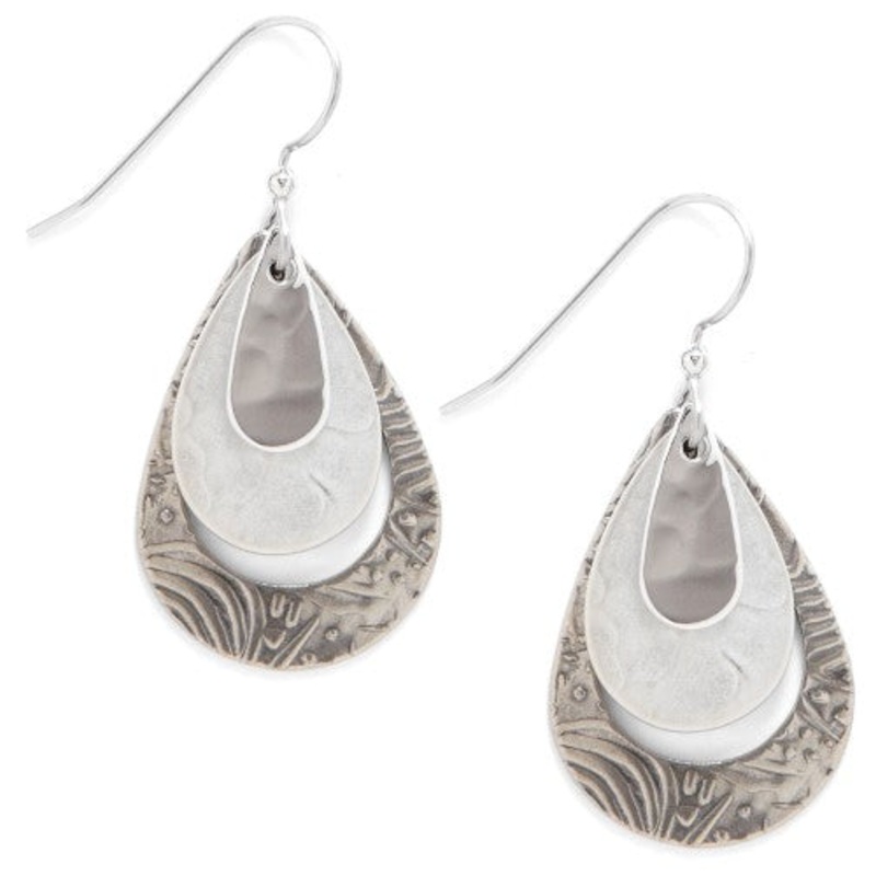 Nested Textured Teardrop Earrings