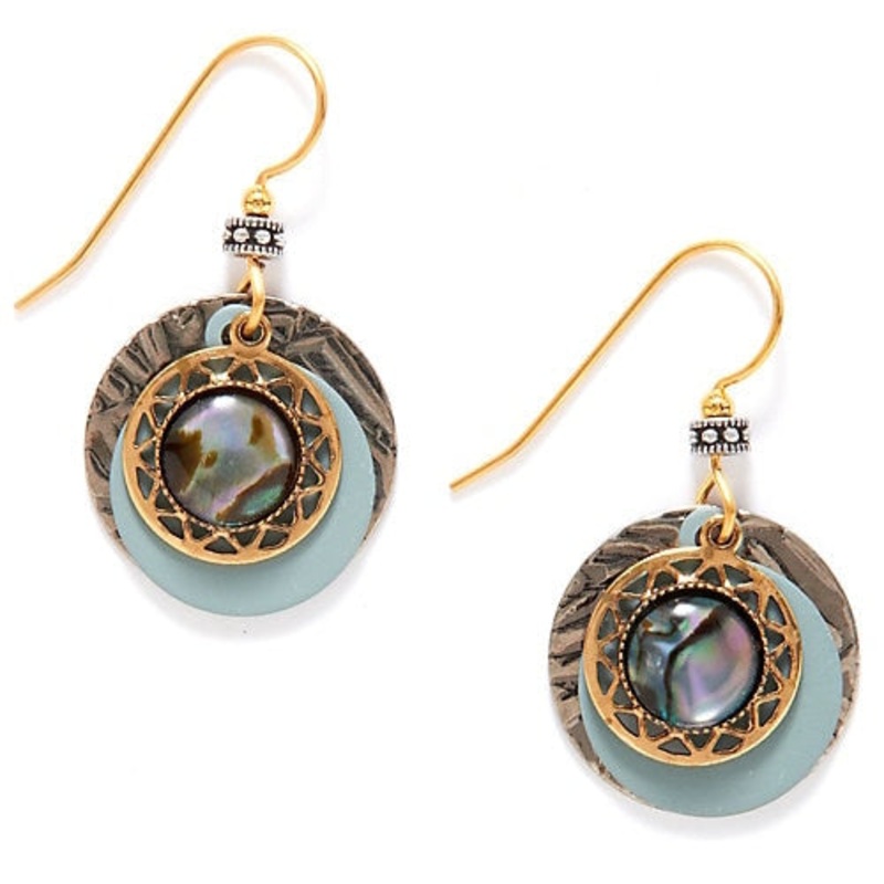 Two-Tone Round with Abalone Earrings