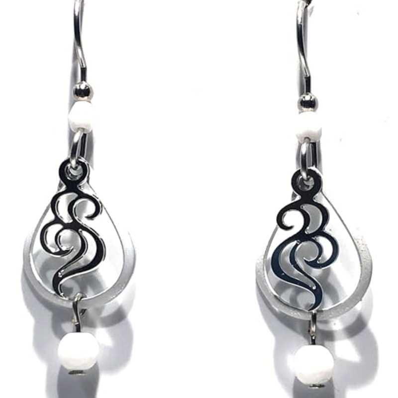 White Tear with Swirl and Drop Pierced Earrings