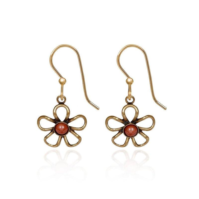 Wirey Flower with Jasper Center Earrings