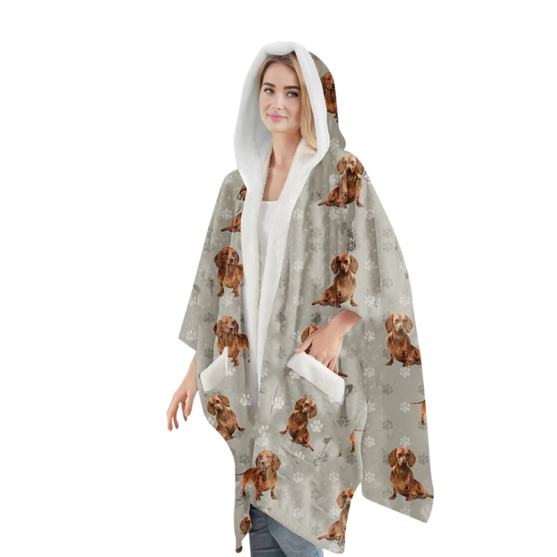 Dachshund Red Snuggs Wrap - Wearable Blanket Hoodie