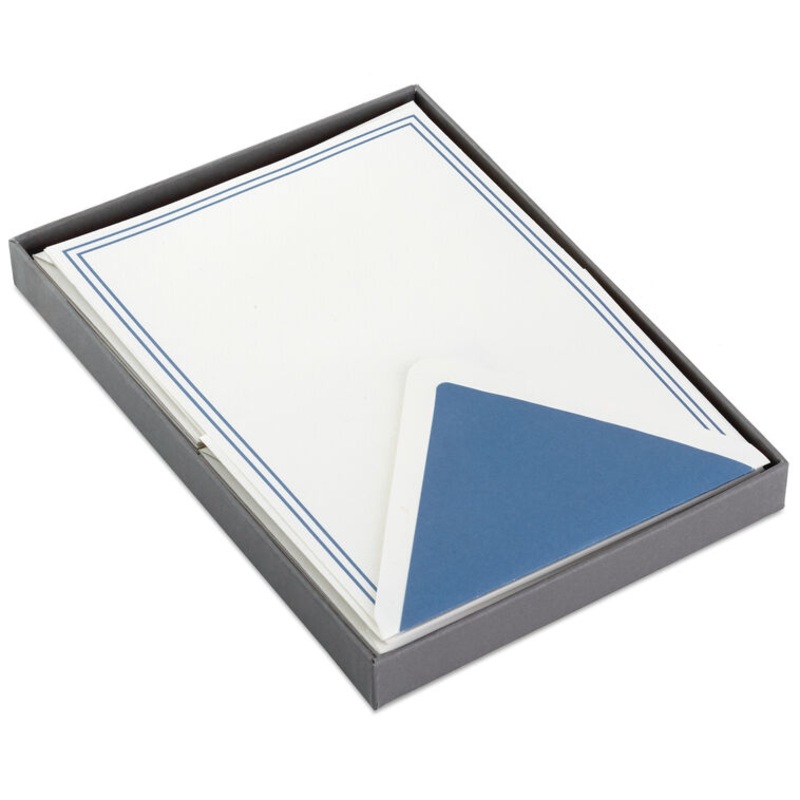 Double Blue Border Stationery Set, Box of 20