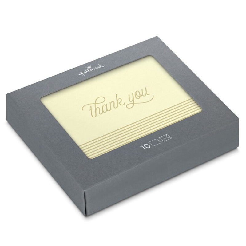Gold Stripes on Ivory Blank Thank You Notes, Pack of 10