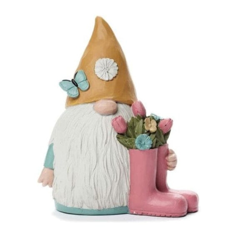 Garden Gnome With Orange Hat & Pink Boots
