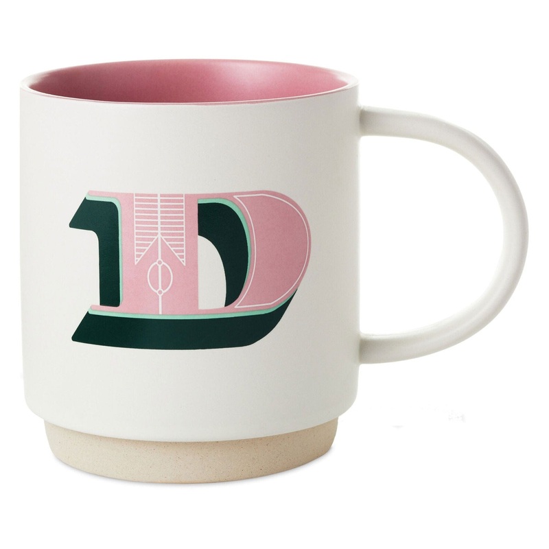 Initial Monogram 16 oz. Mug, D