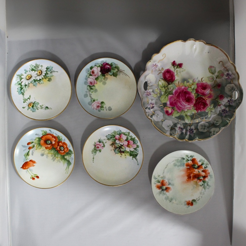 Lot of 6: Vintage Hand Painted Plates