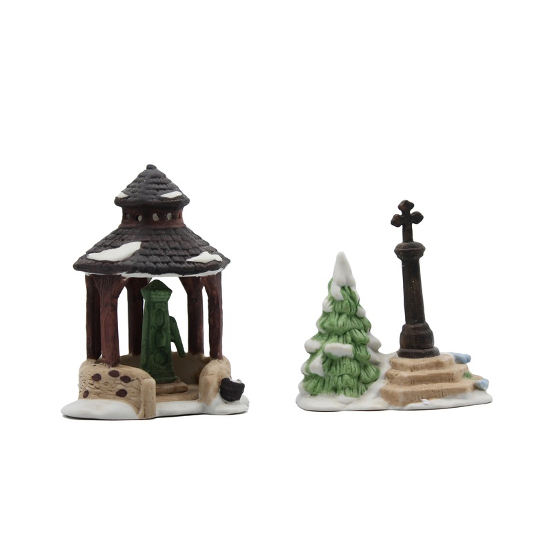 Department 56: 65471 Village Well & Holy Cross - Set of 2