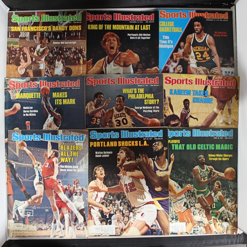 Lot of 9: Vintage Sports Illustrated Nov. 1976 - June 1977 Basketball