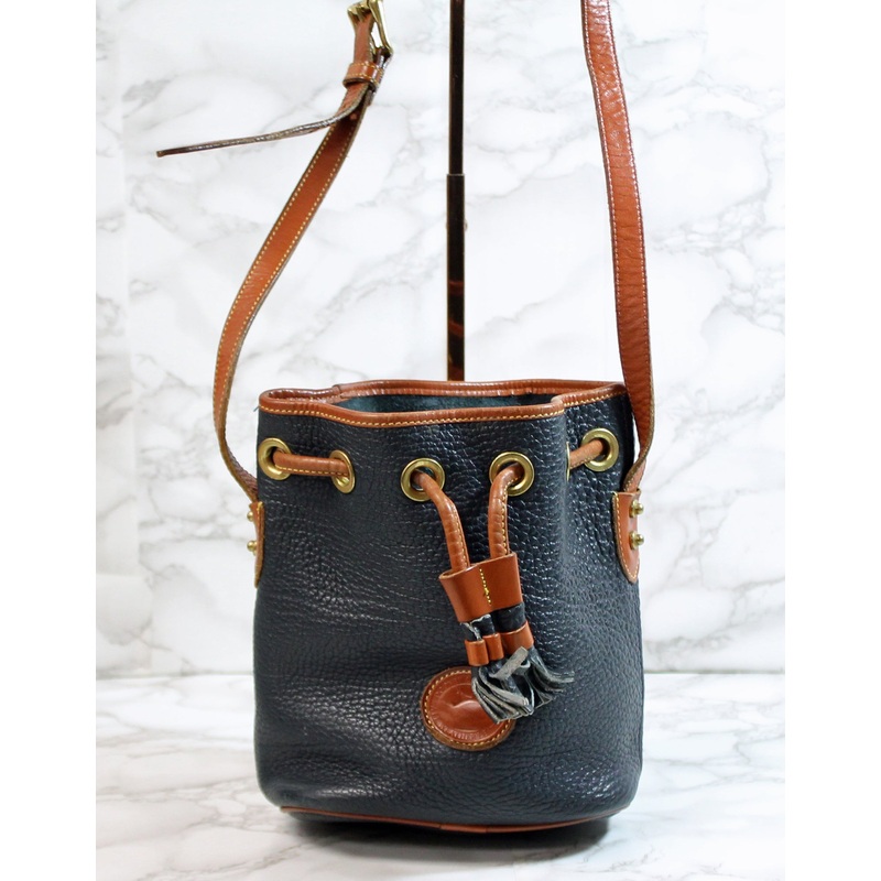 Vintage Dooney & Bourke Navy Drawstring Bucket Bag