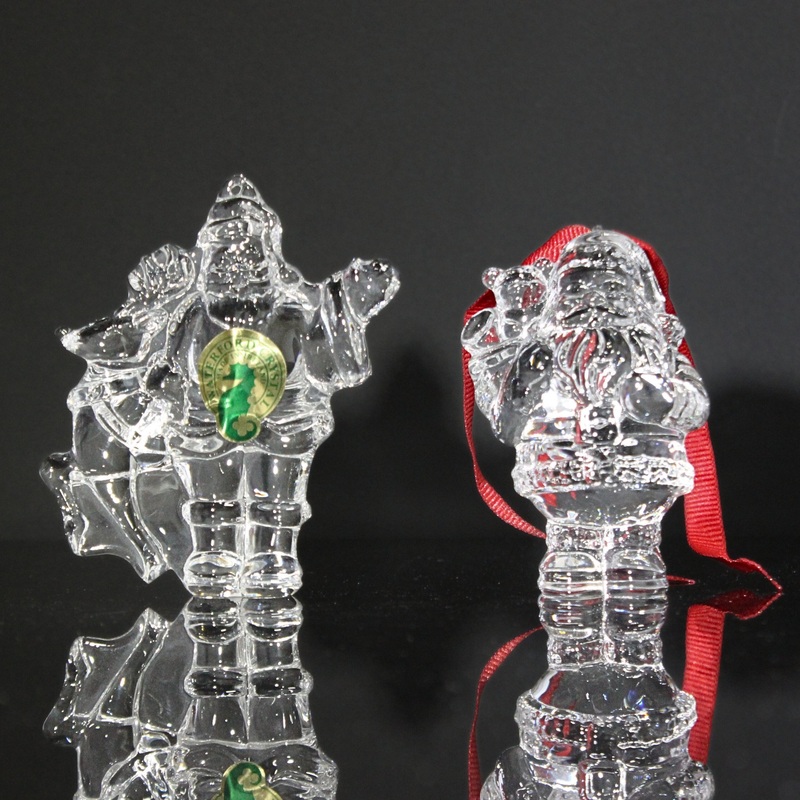 Lot of 2: Waterford Crystal Marquis Santa Ornament, 2006 St. Nicholas 1st Ed.