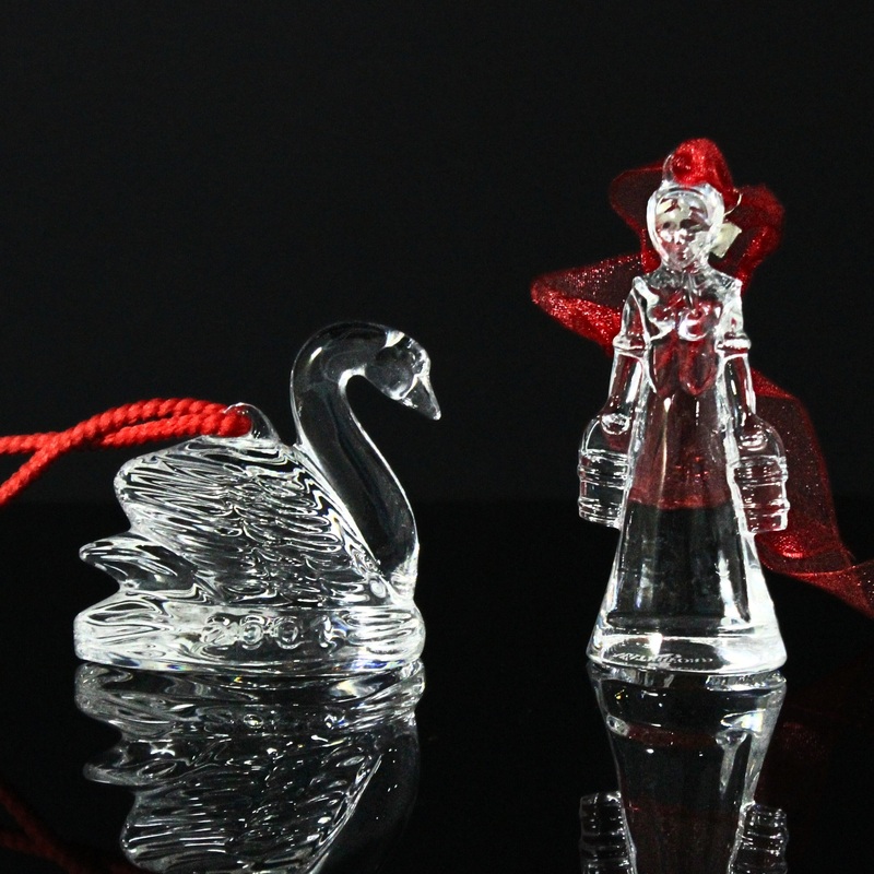 Lot of 2: Waterford Crystal Seven Swans, Eight Maids Ornaments