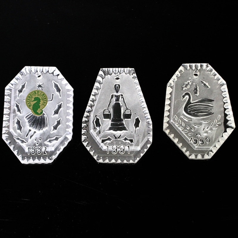 Lot of 3: Waterford Crystal 1990-93 12 Days of Christmas Ornaments