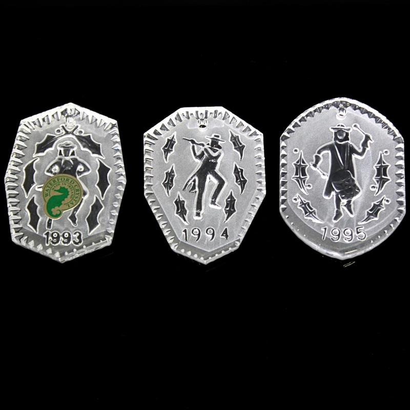 Lot of 3: Waterford Crystal 1993-95 12 Days of Christmas Ornaments
