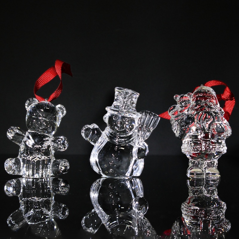 Lot of 3: Waterford Crystal Marquis Gift Bear, Snowman, Santa Ornaments