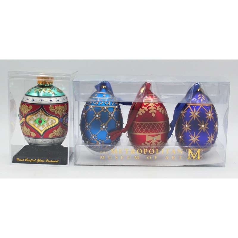 Lot of 2: Egg Shaped Christmas Ornaments