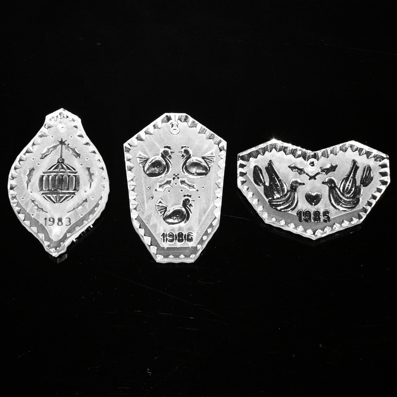 Lot of 3: Waterford Crystal 1983, 1985, 1986 12 Days of Christmas Ornaments