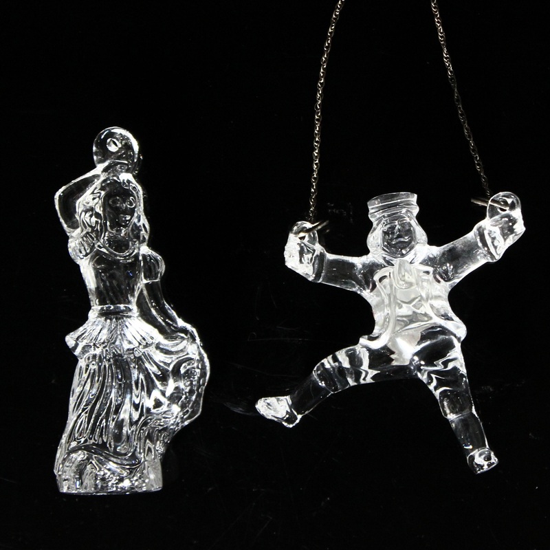 Lot of 3: Waterford Crystal Ten Lords a Leaping, Nine ladies Dancing Ornaments
