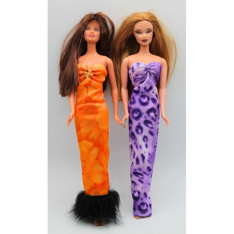 Lot of 2: Barbie & Hamilton Toy Dolls - Purple & Orange