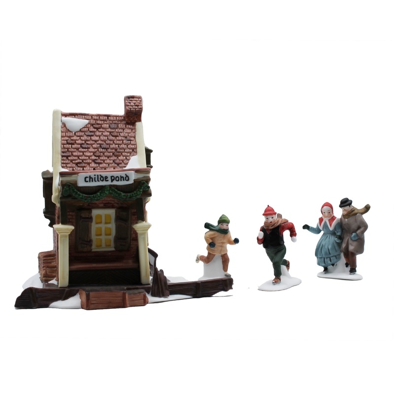 Department 56: 59030 Childe Pond and Skaters  - Set of 4