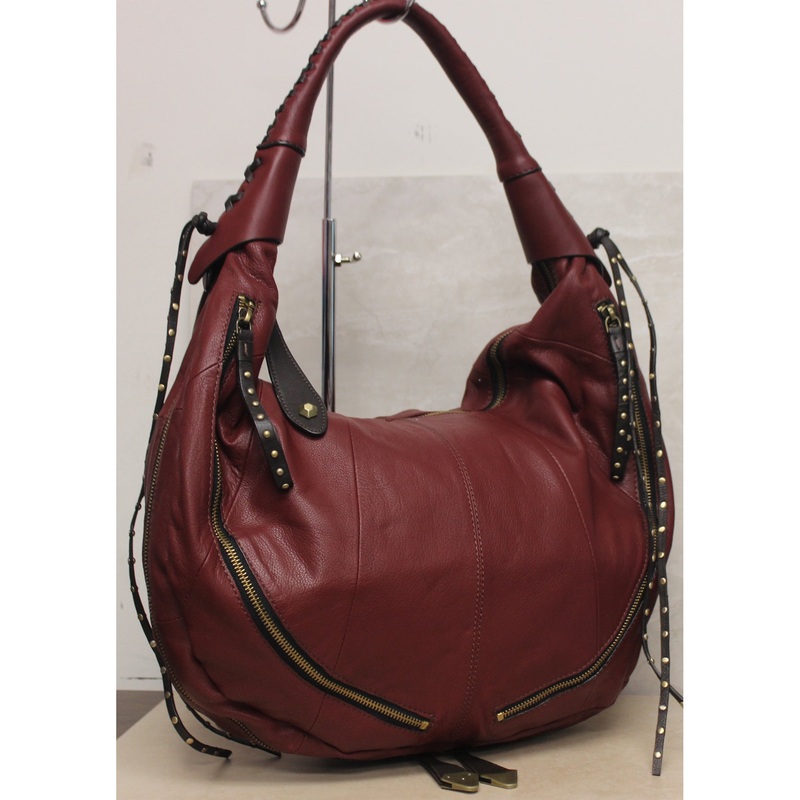 Oryany Purse: Large Maroon Leather Hobo Bag