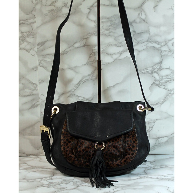 Aimee Kestenberg Purse: Black Leather Calf Hair Crossbody Bag