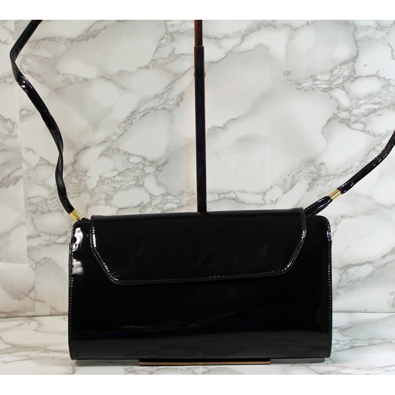 Ande Purse: Black Patent Leather Convertible Crossbody Bag