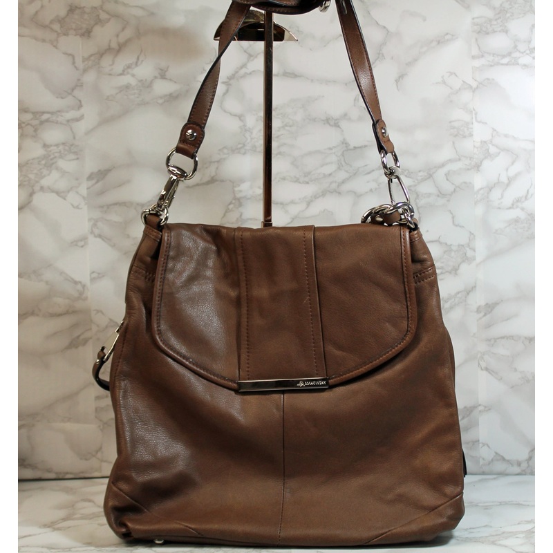 B Makowsky Purse: Brown Leather Crossbody Bag