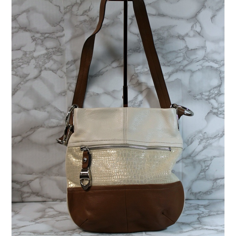 B.Makowsky Purse: Ivory Brown Juliet Crossbody Bag