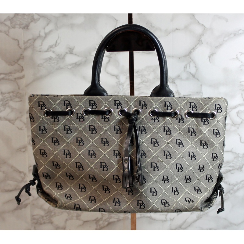 Dooney & Bourke Black Canvas Leather Tassle Satchel Bag