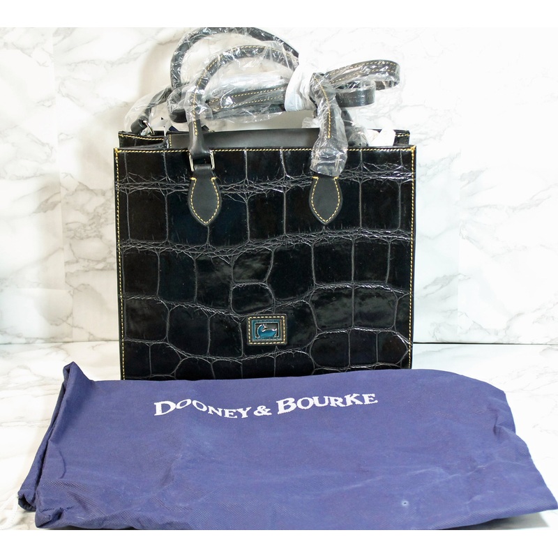 Dooney & Bourke Purse: Black Janine Embossed Croc Shoulder Bag