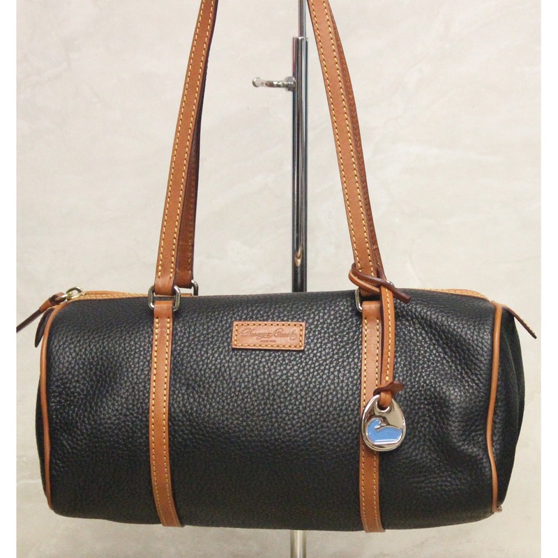 Dooney & Bourke Purse: Brown Leather Barrel Bag with Keychain