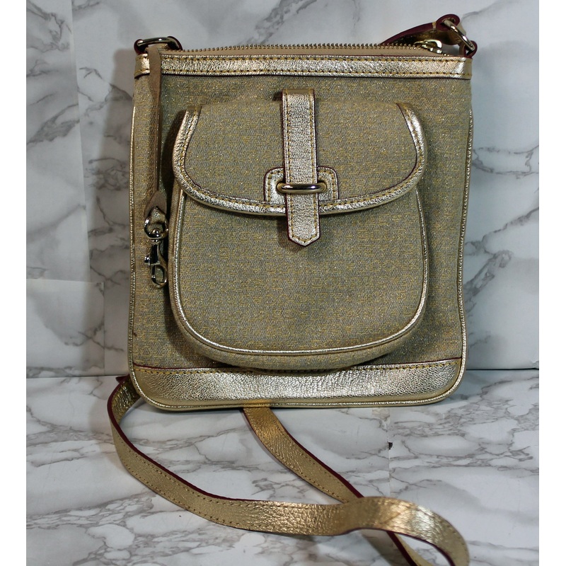 Dooney & Bourke Purse: Gold Signature Crossbody Bag