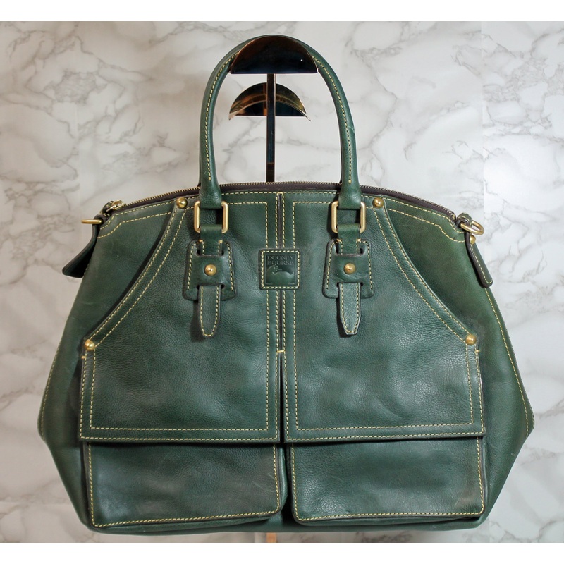 Dooney & Bourke Purse: Green Leather Clayton Satchel