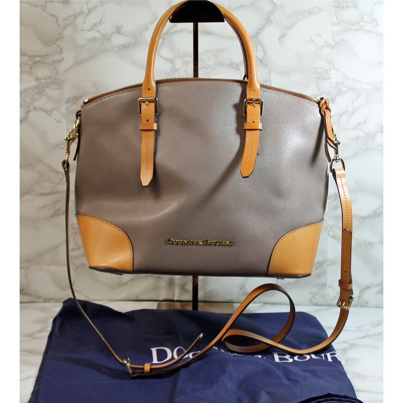 Dooney & Bourke Purse: Grey Leather Denison Shoulder Bag