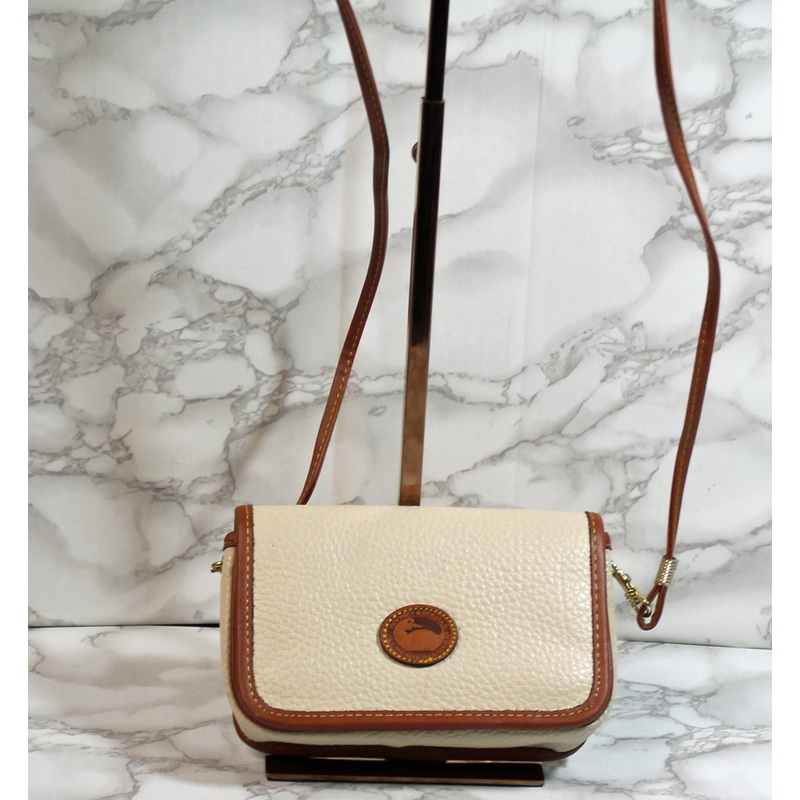 Dooney & Bourke Purse: Ivory Leather Convertible Crossbody Bag