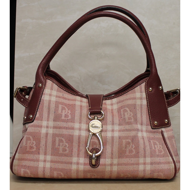 Dooney & Bourke Purse: Red Checked Tweed Signature Shoulder Bag