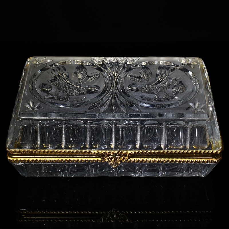 Hofbauer 7" Rectangular Crystal Box with Hinged Lid