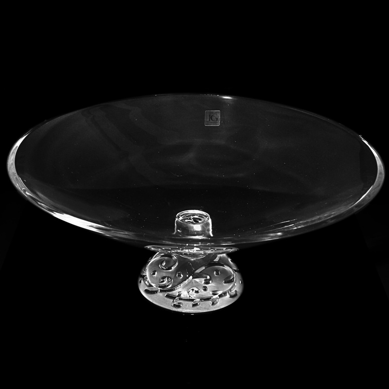 JG Durand Large Crystal Centerpiece Footed Bowl