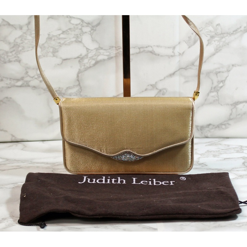 Judith Leiber Purse: Gold Convertible Clutch Shoulder Bag