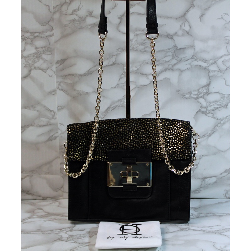 OH by Joy Gryson Purse: Black Leather Evening Handbag