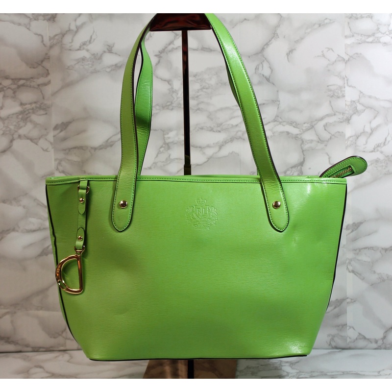 Ralph Lauren Purse: Green Leather Tote Bag