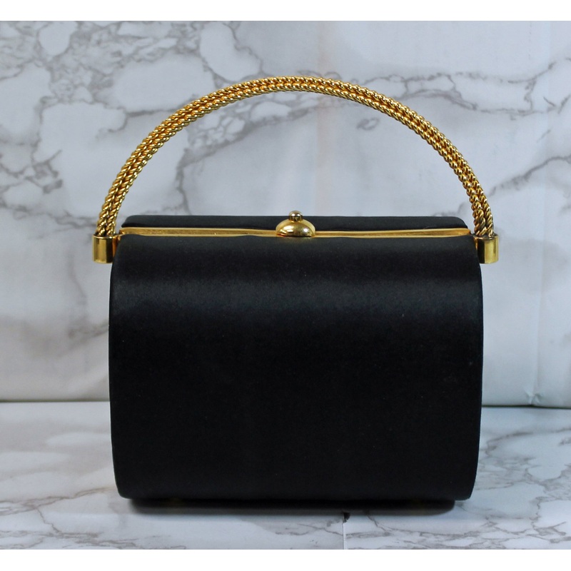 Rodo Purse: Black Sateen Evening Handbag