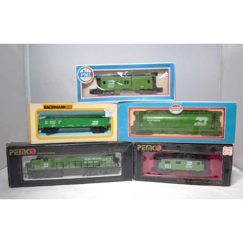 Lot of 5 Burlington Northern Trains | Ho Scale | Penco, Bachmann, & PMI
