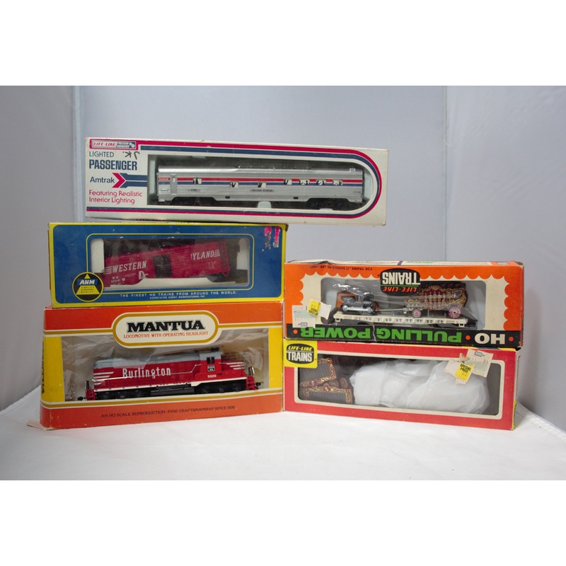 Lot of 5 Ho Scale Trains | Life-Like, Mantua, AHM | Amtrak, Burlingon, & More