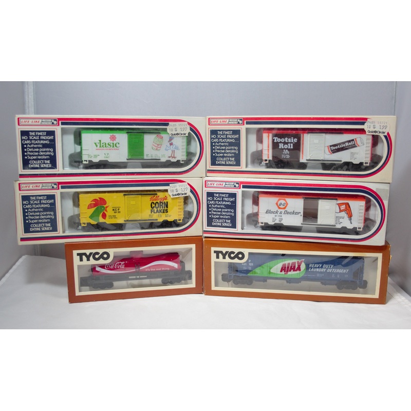 Lot of 6 Life Like & Tyco Trains | Ho Scale | Coca-Cola, Kellogs, Black & Decker