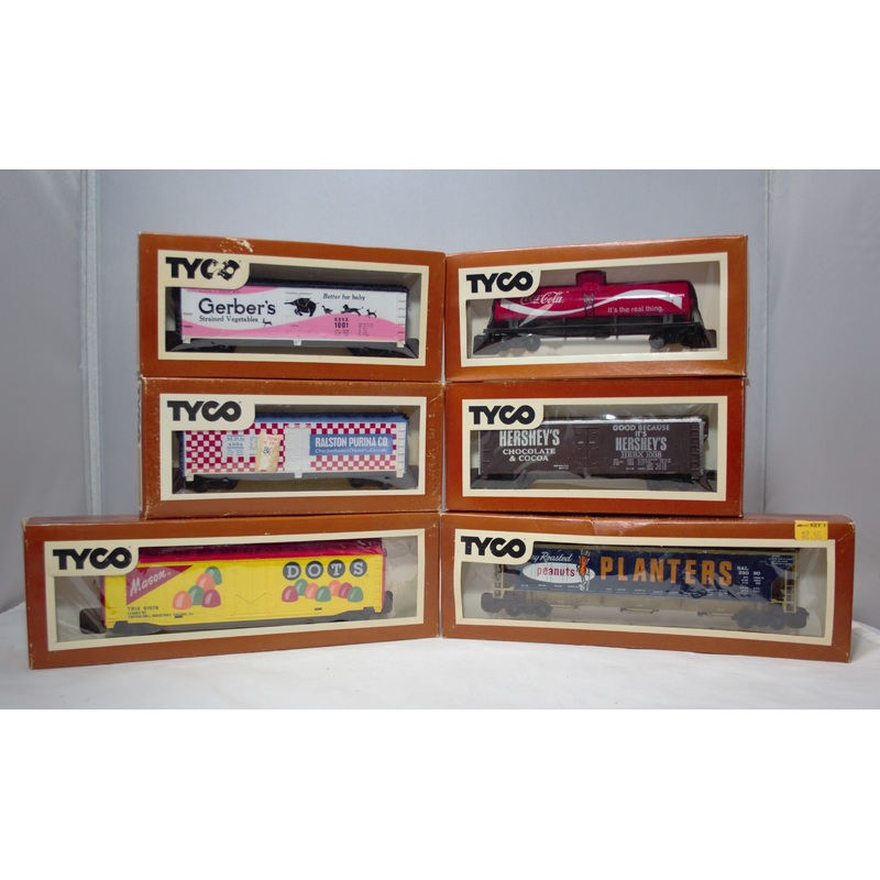 Lot of 6 Tyco Trains | Ho Scale | Dots, Planters, Hershey's, Coca-Cola, & more