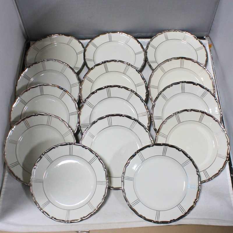 Lot of 14: Mitterteich Bavaria Platinum Lined Salad Plates