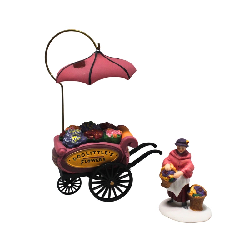 Department 56: 58157 Doolittle's Flowers Chelsea Market Fruit Monger & Cart - Set of 2