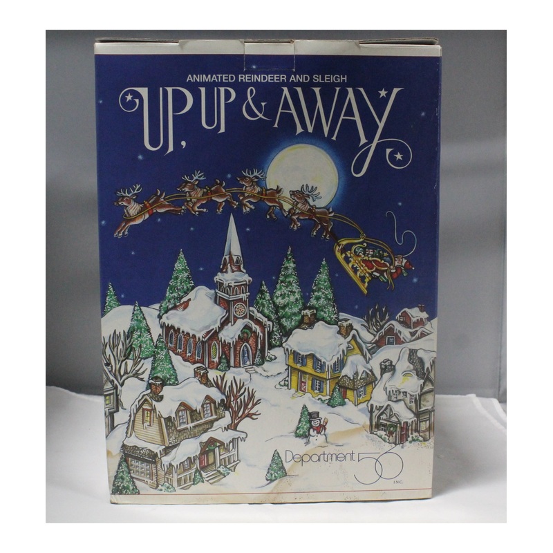Department 56 | Up, Up & Away |Animated Reindeer and Sleigh | Please Read